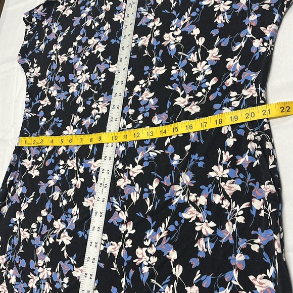 J Jill Wearever Collection Floral Shift Dress Black White Short Sleeve Women’s L - Picture 10 of 12